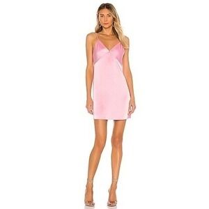 Alice + Olivia Melinda Electric Pink Satin Slip Mini Dress 12 Large NWT